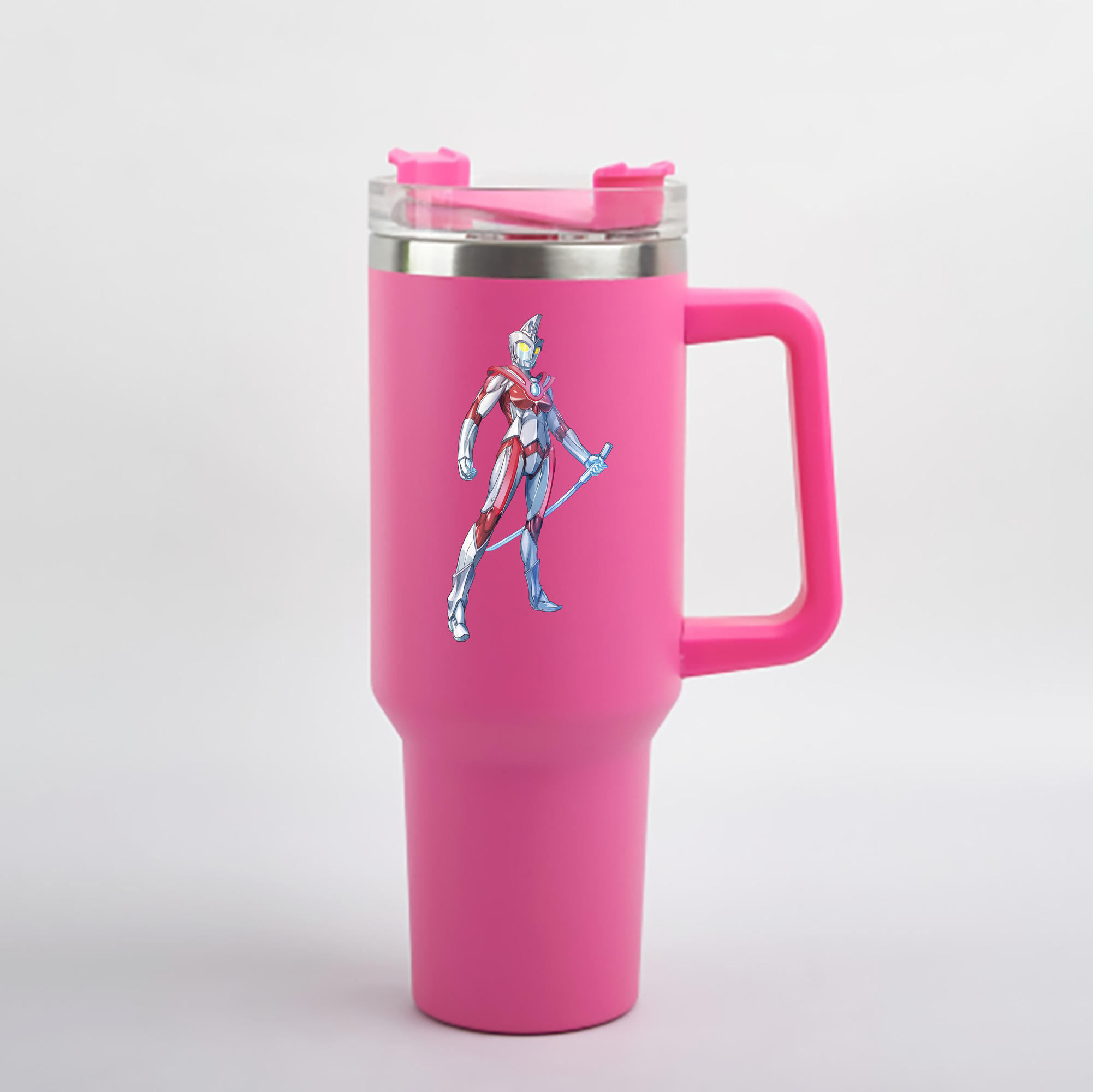 （画像用） ウルトラマン Ultraman 1200mL車用タンブラー - クリスタルステッカー（プラスチックストロー付き）